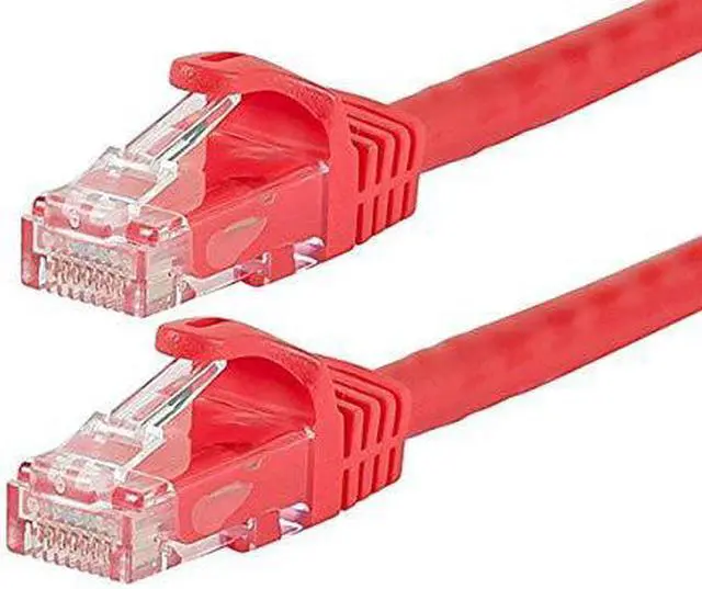 Alt view image 5 of 8 - Monoprice Flexboot Cat6 Ethernet Patch Cable - Network Internet Cord - RJ45, Stranded, 550Mhz, UTP, Pure Bare Copper Wire, 24AWG, 0.5ft, Red