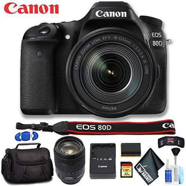 Alt view image 6 of 8 - Canon EOS 80D DSLR Camera with 18-135mm Lens (Intl Model) Deluxe Bundle