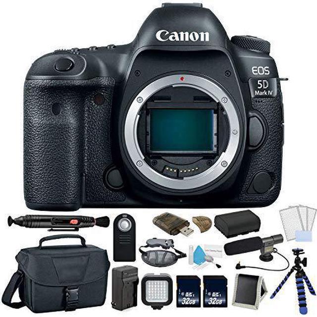 Canon EOS 5D Mark IV Full Frame Digital SLR Camera Body - Bundle with  Microphone + Screen Protectors + LED Light + 2x 32GB Memory Cards