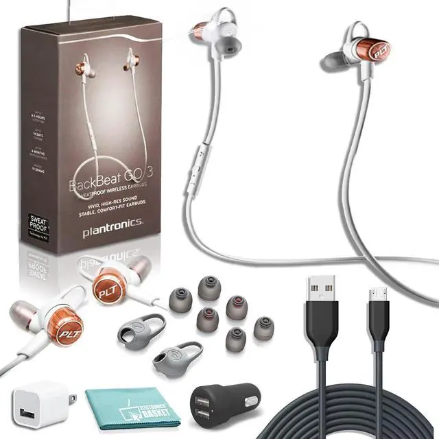 Alt view image 5 of 8 - Plantronics BackBeat GO 3 Wireless Earbuds in Copper Premium Charging Bundle
