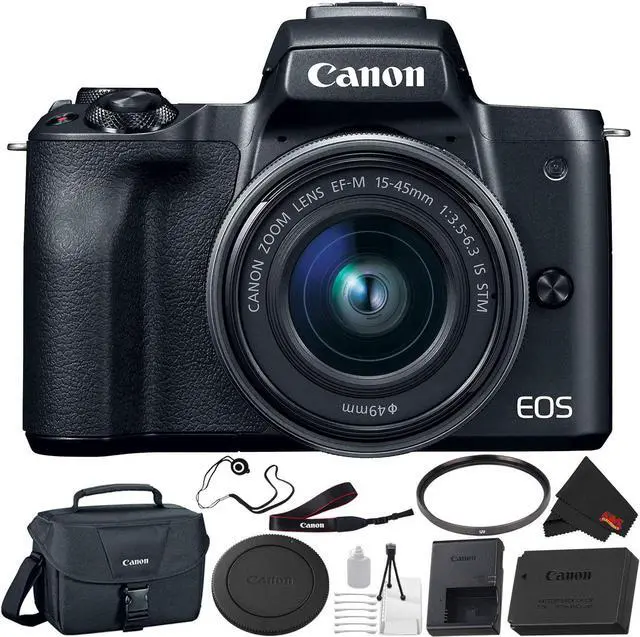 Main image of Canon EOS M50 Mirrorless Digital Camera with 15-45mm Lens Bundle with Canon Shoulder Bag + More - Intl Model