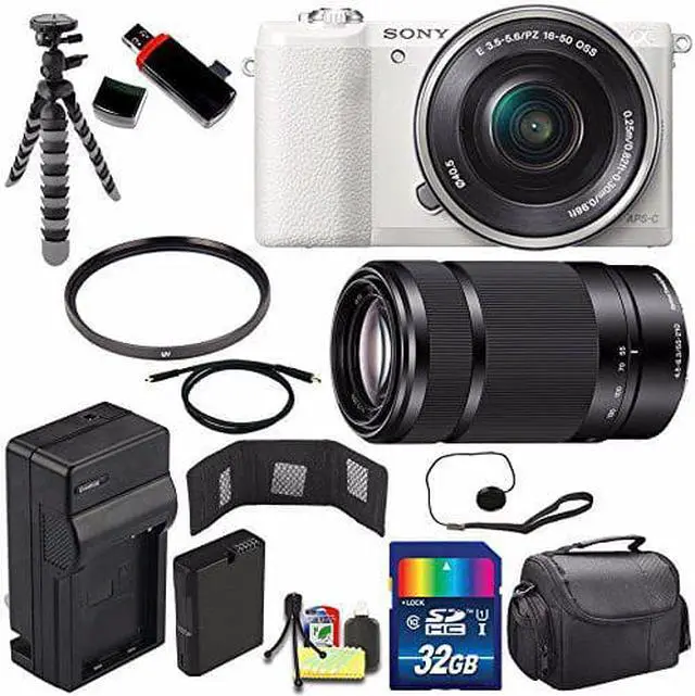 Alt view image 2 of 4 - Sony Alpha a5100 Mirrorless Digital Camera with 16-50mm Lens (White) + Sony E 55-210mm f/4.5-6.3 OSS E-Mount Lens 32GB B
