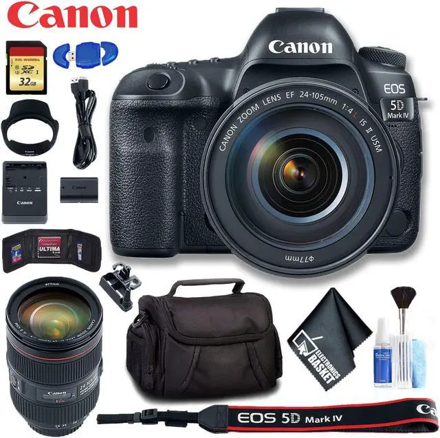 Alt view image 4 of 7 - Canon EOS 5D Mark IV DSLR Camera with 24-105mm f/4L II Lens (Intl Model) Deluxe Bundle