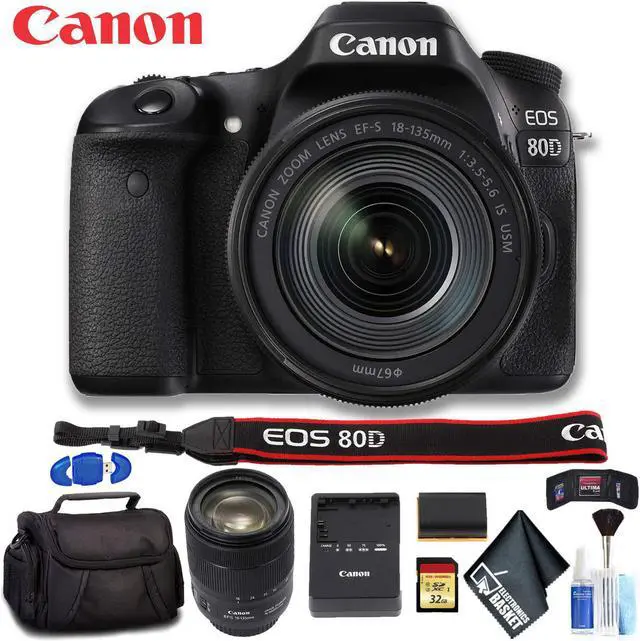 Alt view image 5 of 8 - Canon EOS 80D DSLR Camera with 18-135mm Lens (Intl Model) Deluxe Bundle