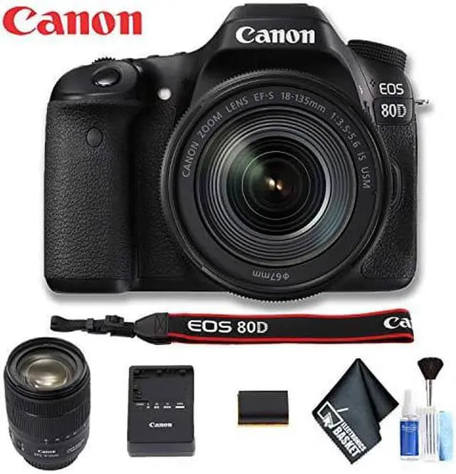 Alt view image 6 of 8 - Canon EOS 80D DSLR Camera with 18-135mm Lens (Intl Model) Basic Bundle
