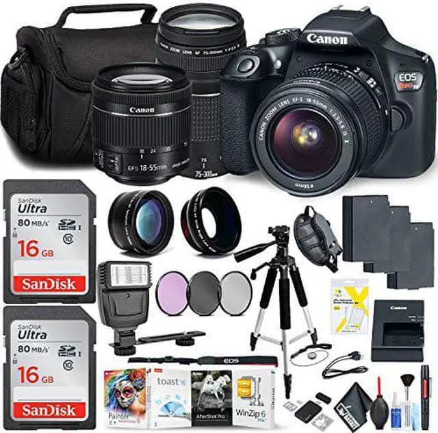 Alt view image 6 of 7 - Canon Rebel T6 DSLR Camera with 18-55mm Lens and Canon EF-S 75-300mm Lens Memory Card, Photo Software (Mac), 3 Battery Bundle