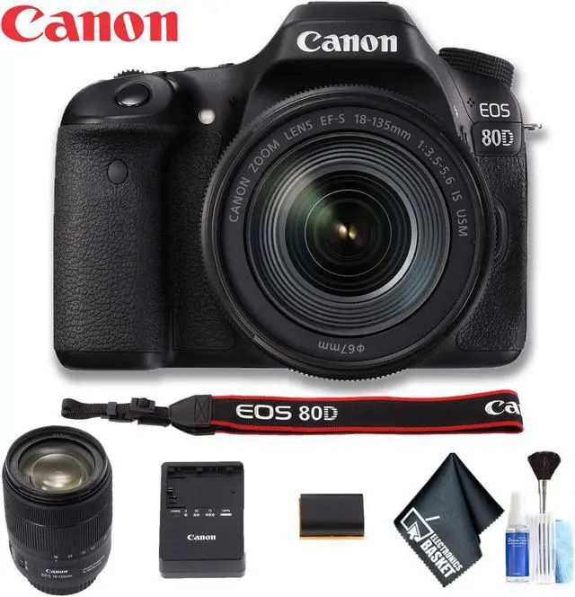 Alt view image 5 of 8 - Canon EOS 80D DSLR Camera with 18-135mm Lens (Intl Model) Basic Bundle