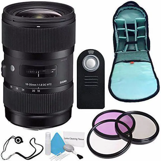 Alt view image 2 of 2 - Sigma 18-35mm f/1.8 DC HSM Art Lens for Canon (International Model)  + 72mm 3 Piece Filter Kit + Deluxe Cleaning Kit + SLR Camera Sling Bag Bundle