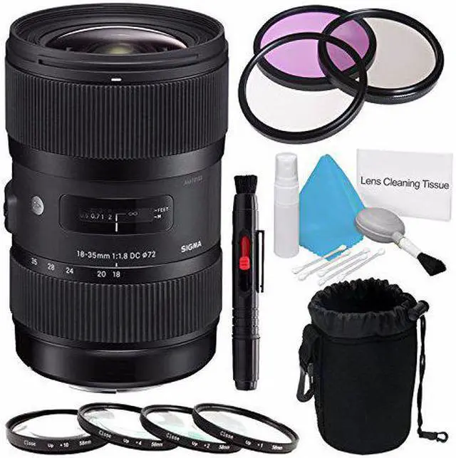 Alt view image 2 of 2 - Sigma 18-35mm f/1.8 DC HSM Art Lens for Canon (International Model)  + 72mm 3 Piece Filter Kit + Deluxe Cleaning Kit + 72mm Macro Close Up Kit + Deluxe Lens Pouch Bundle