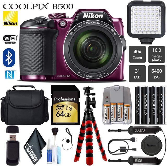 Nikon COOLPIX B500 Digital Camera (Plum) 16MP 40x Optical Zoom