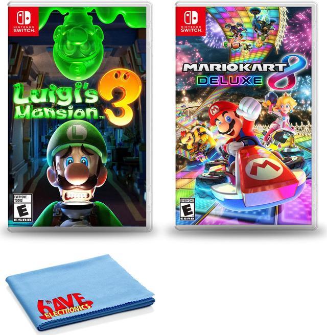 Nintendo Switch Luigi's Mansion 3 Bundle with Mario Kart 8 Deluxe + 6Ave  Cloth 