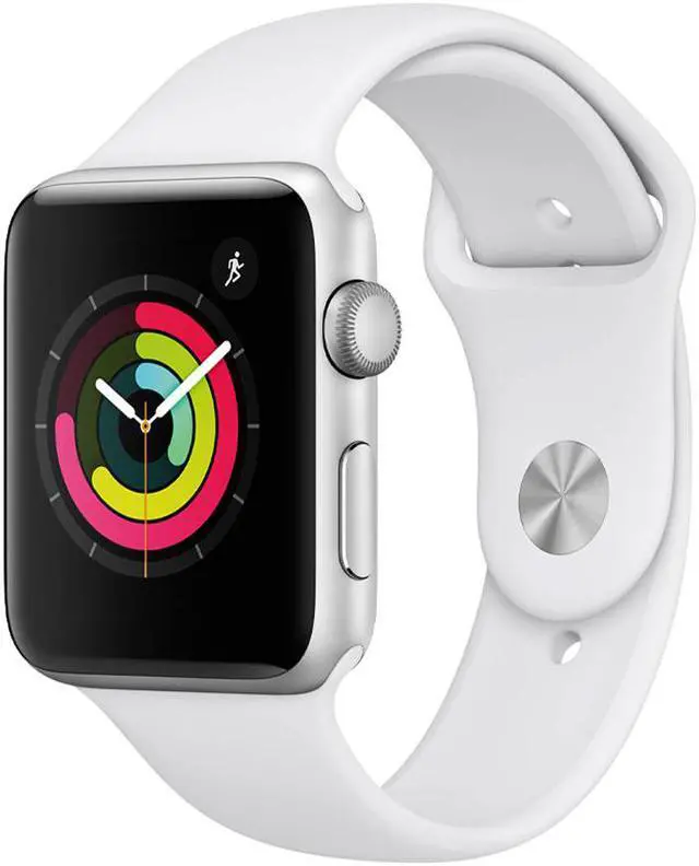 Alt view image 3 of 10 - Apple Watch Series 3 42mm Smartwatch (GPS Only, Silver Aluminum Case, White Sport Band)