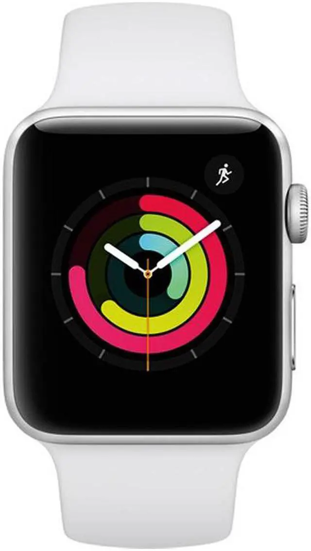 Alt view image 4 of 10 - Apple Watch Series 3 42mm Smartwatch (GPS Only, Silver Aluminum Case, White Sport Band)