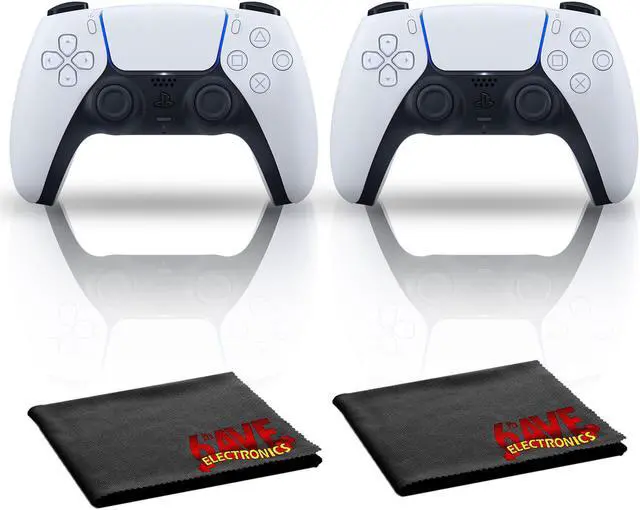 Main image of PlayStation 5 DualSense Wireless Controller (White) Two Pack Bundle with Cleaning Cloth