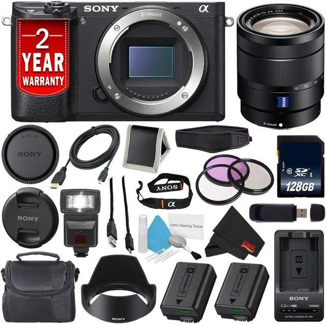 Main image of Sony Alpha a6300 Mirrorless Digital Camera (International Model) No Warranty + Sony Vario-Tessar T* E 16-70mm f/4 ZA OSS Lens + NP-FW50 Replacement Lithium Ion Battery Bundle