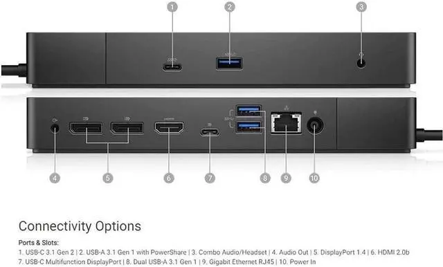 Alt view image 6 of 18 - Dell Black WD19 180W Notebook Docking Station
