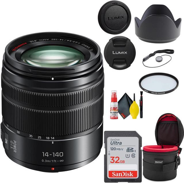 Panasonic Lumix G Vario 14-140mm f/3.5-5.6 II + 32GB SD Card + Accessories