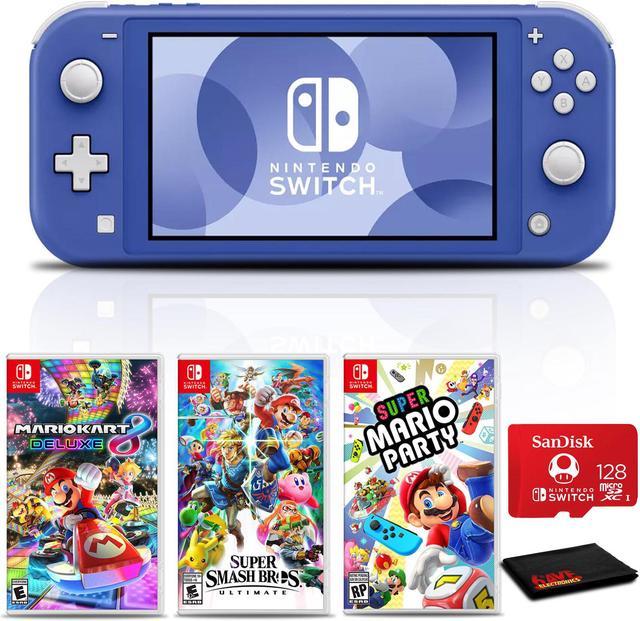 Nintendo Switch Lite Console (Blue) with 128GB microSD and 3 Pack
