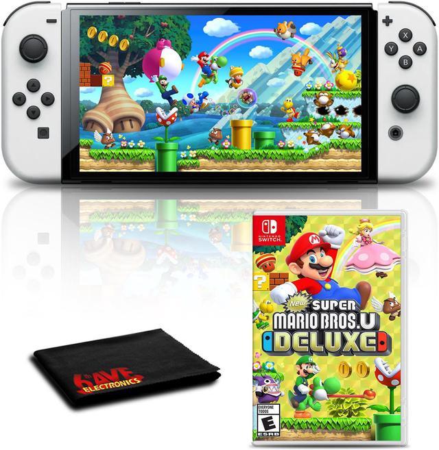 Nintendo Switch OLED White with New Super Mario Bros U Deluxe Game Bundle