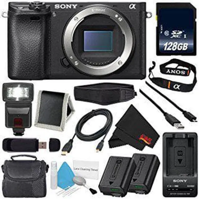 Main image of Sony Alpha a6300 Mirrorless Digital Camera (International Model) No Warranty + NP-FW50 Replacement Lithium Ion Battery + External Rapid Charger + 128GB SDXC Class 10 Memory Card Bundle