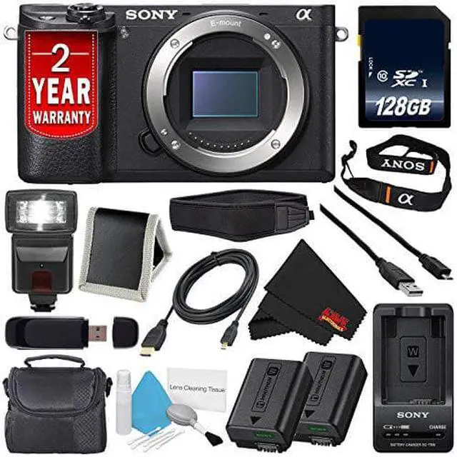 Alt view image 2 of 2 - Sony Alpha a6300 Mirrorless Digital Camera (International Model) No Warranty + NP-FW50 Replacement Lithium Ion Battery + External Rapid Charger + 128GB SDXC Class 10 Memory Card Bundle