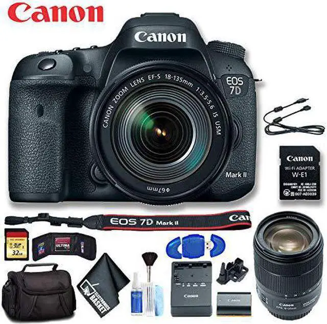Alt view image 2 of 4 - Canon EOS 7D Mark II DSLR Camera with 18-135mm f/3.5-5.6 IS USM Lens & W-E1 Wi-Fi Adapter (Intl Model) Deluxe Bundle