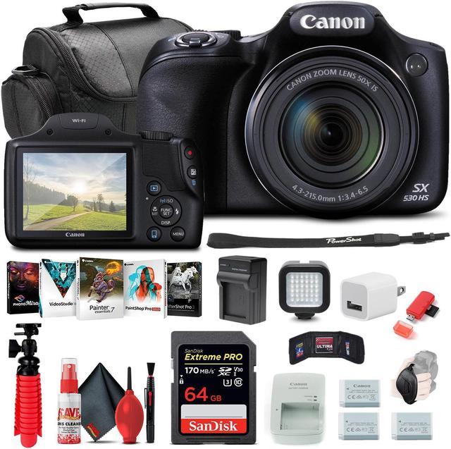 Canon PowerShot SX530 HS Digital Camera (9779B001) + 64GB Card + More -  Newegg.com