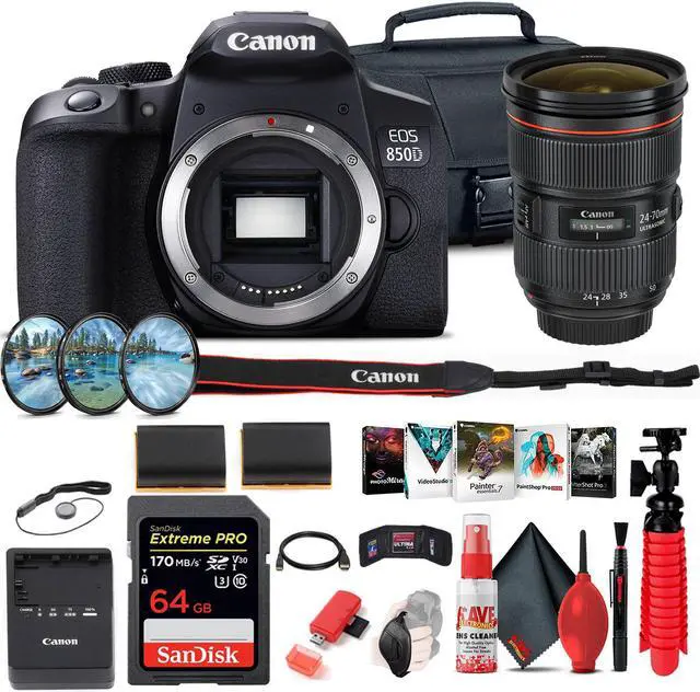 Main image of Canon EOS Rebel 850D / T8i DSLR Camera + Canon EF 24-70mm Lens Storage Bundle