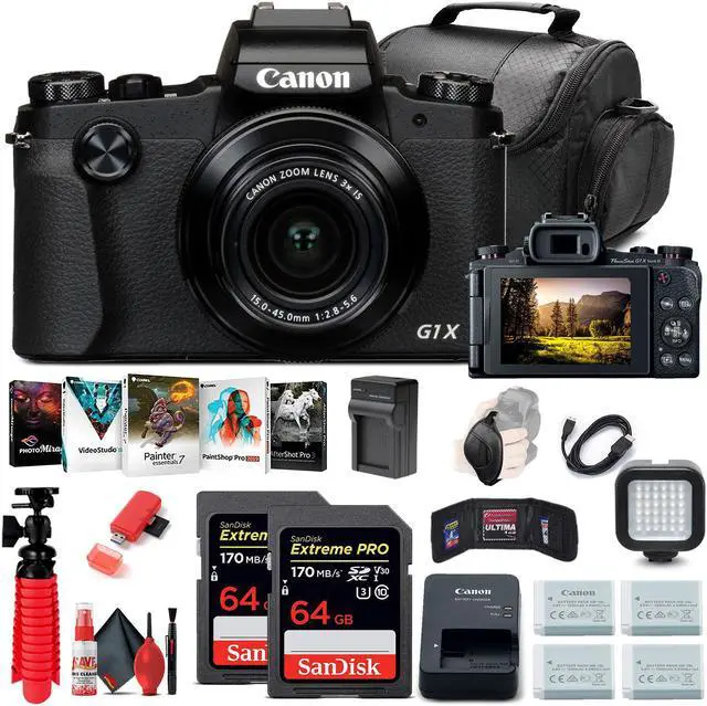 Main image of Canon PowerShot G1 X Mark III Digital Camera (2208C001) + 2 x 64GB Cards + More