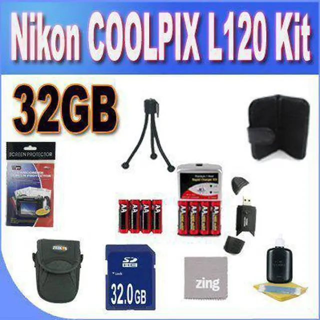 Alt view image 5 of 7 - Nikon COOLPIX L120 32GB Accessory Saver Kit (32GB SDHC Memory Card+ 2 Sets 4 NIMH Rechargeable AA Batteries+ Rapid Batte Bundle