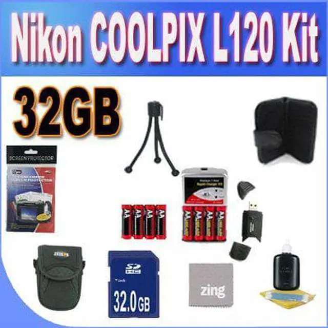 Alt view image 6 of 7 - Nikon COOLPIX L120 32GB Accessory Saver Kit (32GB SDHC Memory Card+ 2 Sets 4 NIMH Rechargeable AA Batteries+ Rapid Batte Bundle
