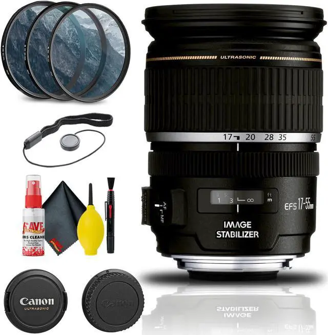 Main image of Canon EF-S 17-55mm f/2.8 IS USM Lens (1242B002) + Filter Kit + Cap Keeper + More