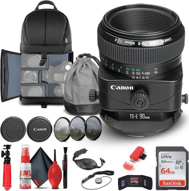 Main image of Canon TS-E 90mm f/2.8 Tilt-Shift Lens (2544A003) + Filter Kit + BackPack + More