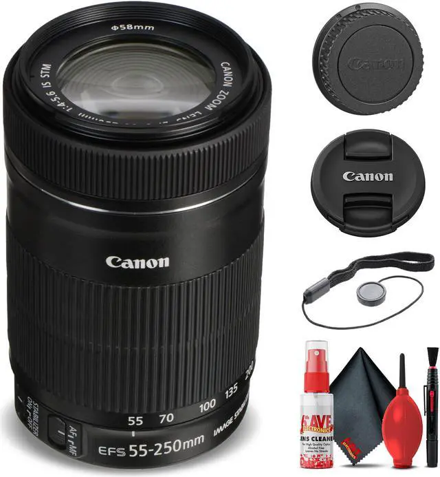 Main image of Canon EF-S 55-250mm f/4-5.6 IS STM Lens (8546B002) + Filter Kit Base Bundle