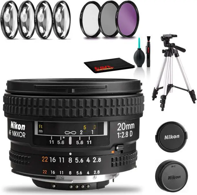 Main image of Nikon AF NIKKOR 20mm f/2.8D Lens Includes Filter Kits and Tripod (Intl Model)