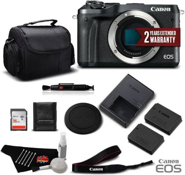 Main image of Canon EOS M6 Mirrorless Digital Camera (Body Only, Black) 1724C001 (Intl Model) - Standard Bundle