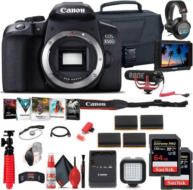 Main image of Canon EOS Rebel 850D / T8i DSLR Camera (Body Only)  + 4K Monitor + Mic + More