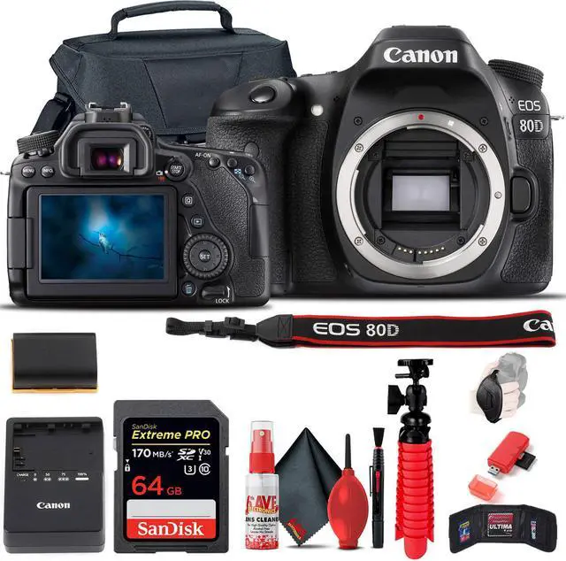 Main image of Canon EOS 80D DSLR Camera (Body Only) (1263C004) + 64GB Card + Case Base Bundle