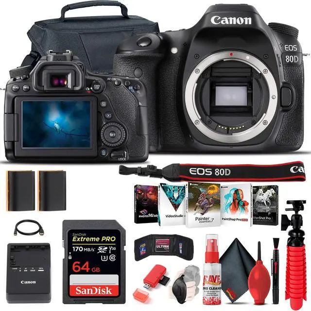 Main image of Canon EOS 80D DSLR Camera (Body Only) (1263C004) + 64GB Card + Case Starter Bundle
