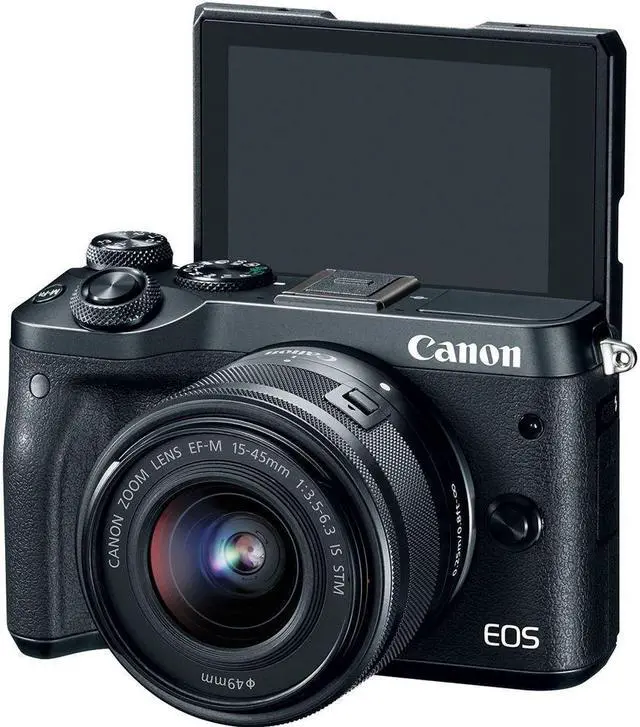 Alt view image 3 of 4 - Canon EOS M6 Mirrorless Digital Camera with 15-45mm f/3.5-6.3 IS STM Lens Kit- Bundle with 32GB Memory Card + Extra Battery - Intl Model