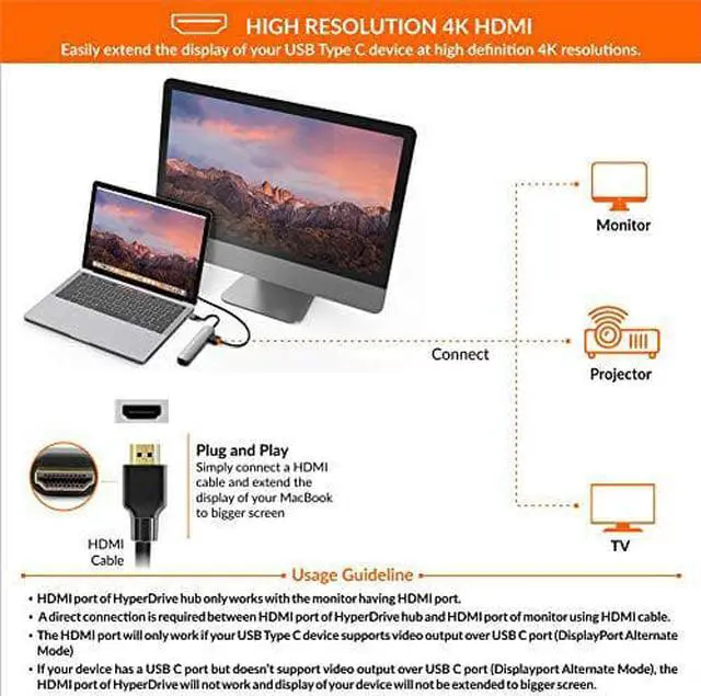 Alt view image 5 of 7 - Sanho HyperDrive 6-in-1 USB-C Hub with 4K HDMI Output, Space Gray #SAHD233BG