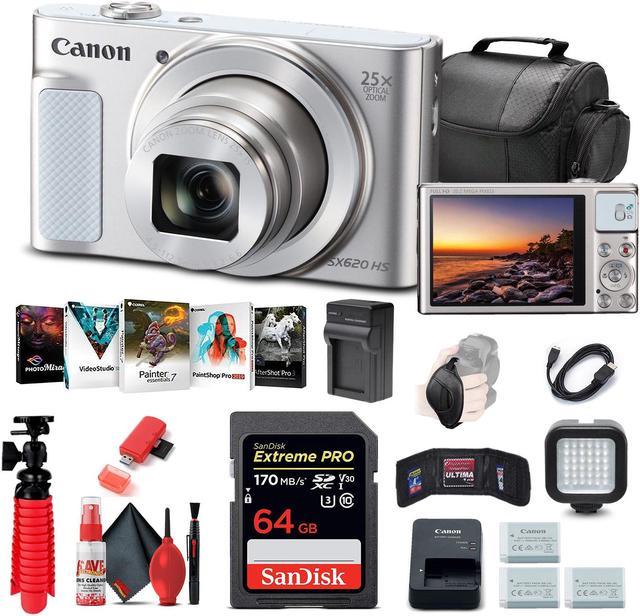 Canon PowerShot SX620 HS Digital Camera (Silver) (1074C001) + 64GB