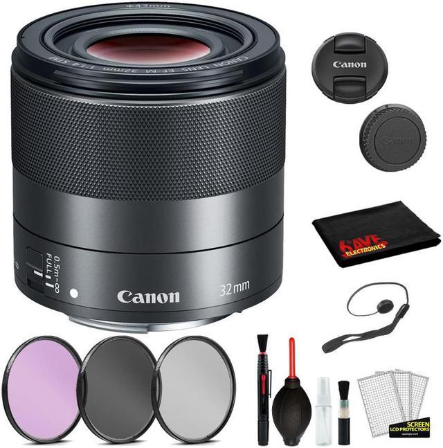 Canon EF-M 32mm f/1.4 STM Lens (2439C002) Lens with Bundle includes 3pc  Filter Kit Deluxe Cleaning Kit More