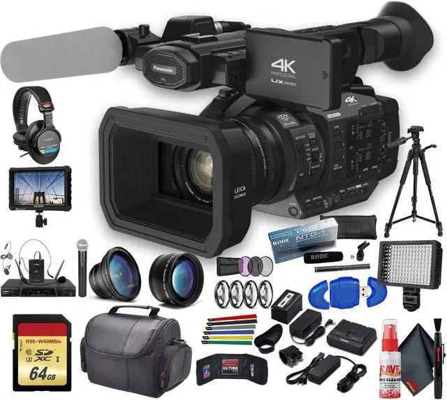 Main image of Panasonic AG-UX180 4K Professional Camcorder (AG-UX180PJ8) With Tripod, Sony Headphones, Padded Case, LED Light, 64GB Card, Tripod, External 4K Monitor, Rode NTG1 Mic and Much More Film Maker Bundle