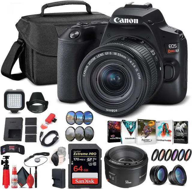 Main image of Canon EOS Rebel SL3 DSLR Camera with 18-55mm Lens (Black) (3453C002) Allrounder Bundle