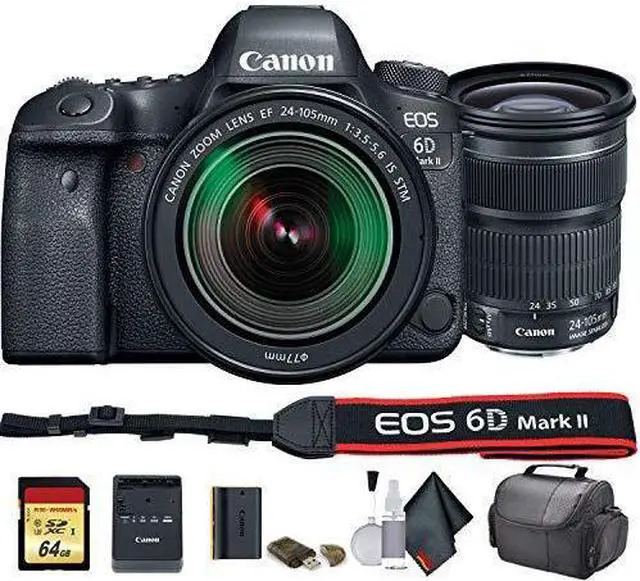 Main image of Canon EOS 6D Mark II DSLR Camera with 24-105mm f/3.5-5.6 Lens (Intl Model) (1897C021) - Starter Bundle