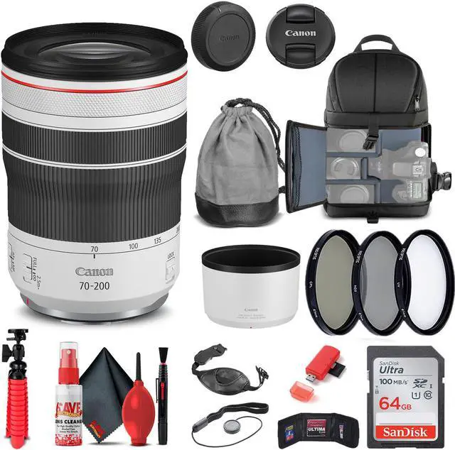 Main image of Canon RF 70-200mm f/4L IS USM Lens (4318C002) + Filter Kit + BackPack + More