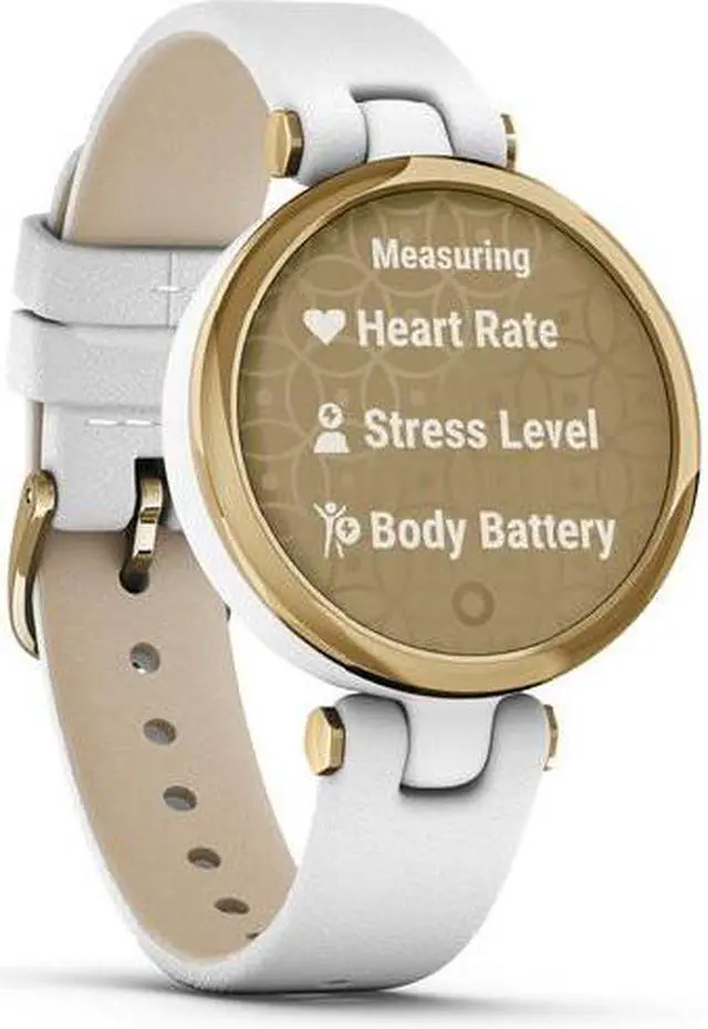 Alt view image 6 of 18 - Garmin Lily Classic Edition, Light Gold Bezel w White Case & Italian Leather Band Watch