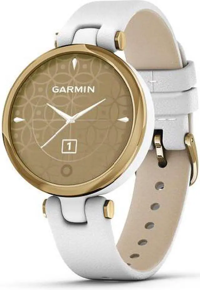 Alt view image 7 of 18 - Garmin Lily Classic Edition, Light Gold Bezel w White Case & Italian Leather Band Watch