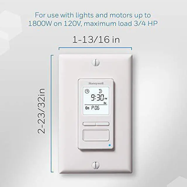 Alt view image 4 of 5 - honeywell home rpls740b1008 econoswitch 7day programmable light switch timer, white